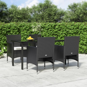 Garden Dining Set Black, Cream white