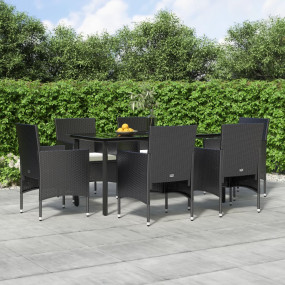 Garden Dining Set Black, Cream White