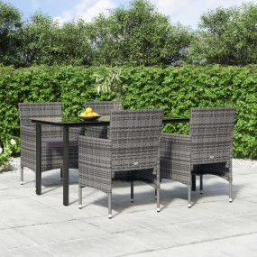Garden Dining Set Grey and Black