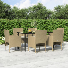 Garden Dining Set Beige and Black