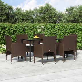 Garden Dining Set Brown and black