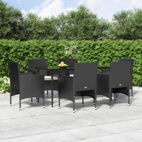 Garden Dining Set Black, Cream White