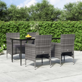 Garden Dining Set Grey, Black