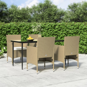 Garden Dining Set Beige and Black