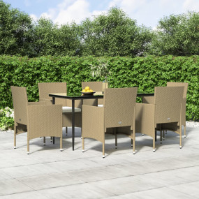 Garden Dining Set Beige and Black