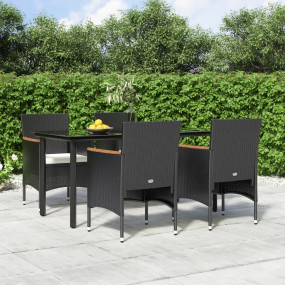 Garden Dining Set Black, Cream White