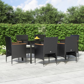 Garden Dining Set Black Poly rattan Medium Durable