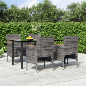 Garden Dining Set Grey and Black