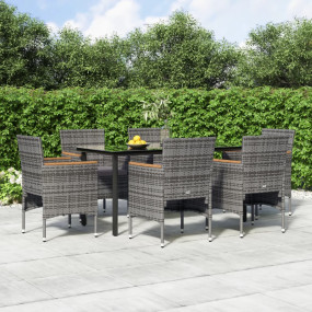 Garden Dining Set Grey and Black