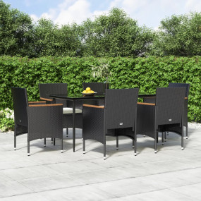 Garden Dining Set Black and Cream white
