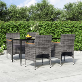 Garden Dining Set Grey and Black