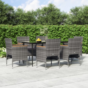 Garden Dining Set Grey and Black