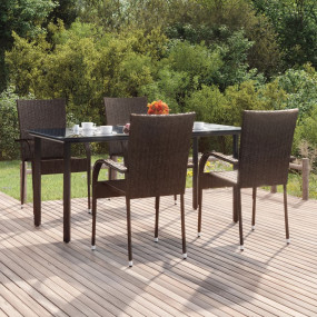 Garden Dining Set Brown