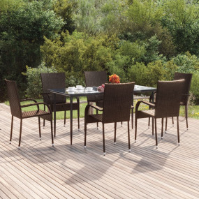 Garden Dining Set Brown