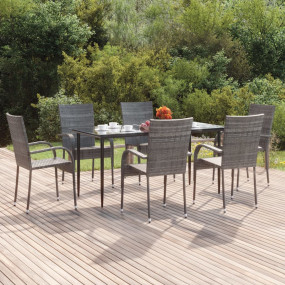 Garden Dining Set Grey, Black