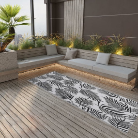 Outdoor Rug Black and White Polypropylene 31.5 x 98.4 i...