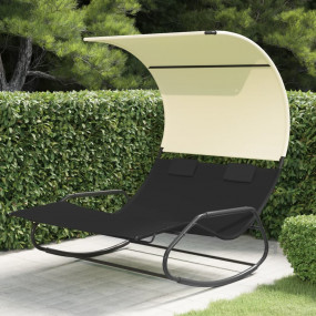 Double Sun Lounger Black and Cream