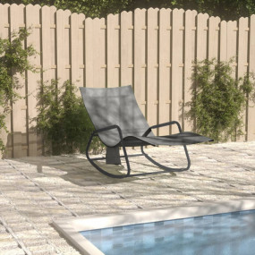 Sun Lounger Grey Steel frame, Textilene fabric Medium S...