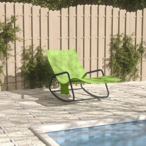 Sun Lounger Green Steel 57.1 x 22.4 x 32.7 in Sun Loung...