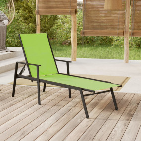 Sun Lounger Green Steel, textilene fabric Large