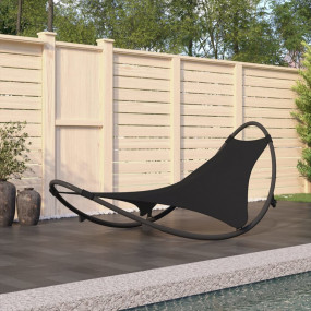 Rocking Sun Lounger Black Steel and Textilene