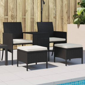 Garden Sofa Black PE rattan, powder-coated steel 2-Seat...