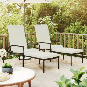 Sun Lounger Brown with Cream white cushion