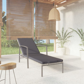 Sun Lounger Grey Poly rattan, powder-coated steel Large