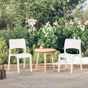 Garden Chair Set of 2 White Polypropylene Standard Stac...
