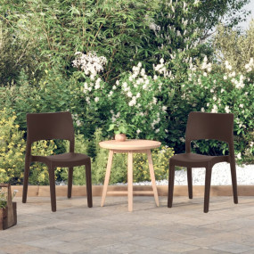 Garden Chair Set of 2 Mocha Polypropylene Standard Stac...