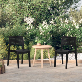 Garden Chair Set of 2 Anthracite Polypropylene Medium S...