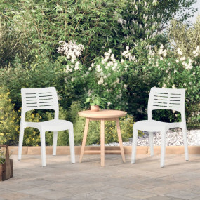 Garden Chair Set of 2 White Polypropylene Standard Stac...