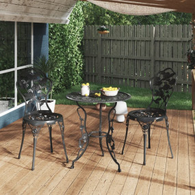 Bistro Set Black Cast Aluminum, Cast Iron Medium