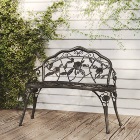 Garden Bench Black Cast Aluminum, Cast Iron Medium