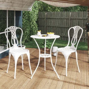 Bistro Set White Cast Aluminum Small Durable Bistro Set...