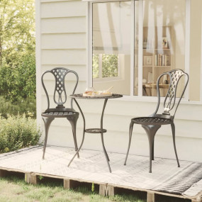 Bistro Set Black Cast aluminum Compact Decorative Inlay...