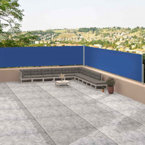 Side Awning Blue Steel 46.1 x 472.4 in Retractable Awni...