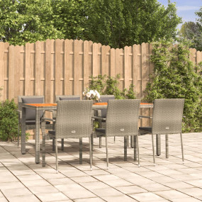 Garden Dining Set Grey with dark grey cushions