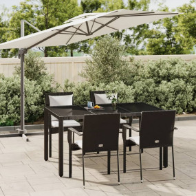Garden Dining Set Black, Cream white
