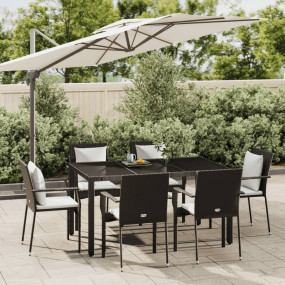 Garden Dining Set Black Poly rattan Large Modular