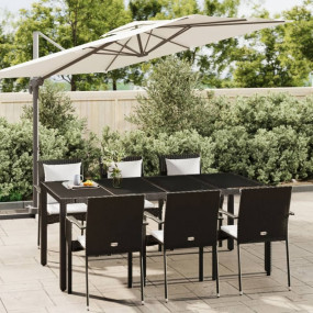 Garden Dining Set Black, Cream