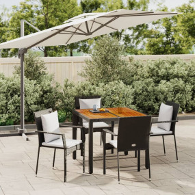 Garden Dining Set Black, Cream White