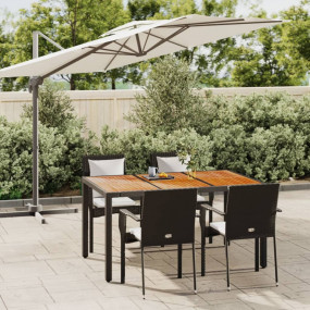 Garden Dining Set Black PE rattan 5 Piece Set  Modular