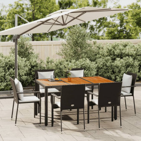 Garden Dining Set Black PE Rattan 7 piece set Modular