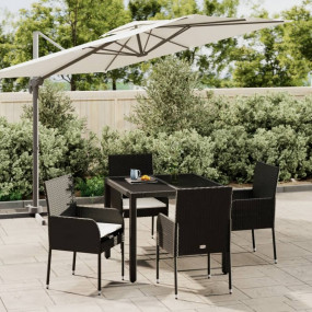 Garden Dining Set Black, Cream White