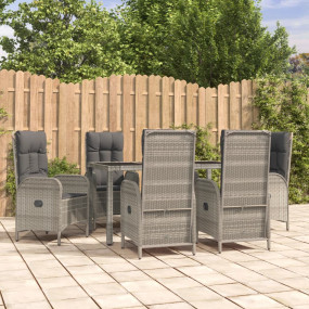 Garden Dining Set Grey PE rattan Large Garden Dining Se...