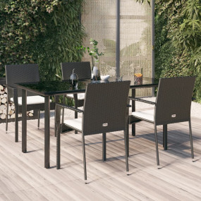 Garden Dining Set Black, Cream White