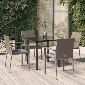 Garden Dining Set Black and Grey