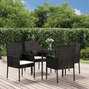 Garden Dining Set Black and Cream white