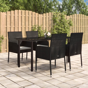 Garden Dining Set Black, Cream White